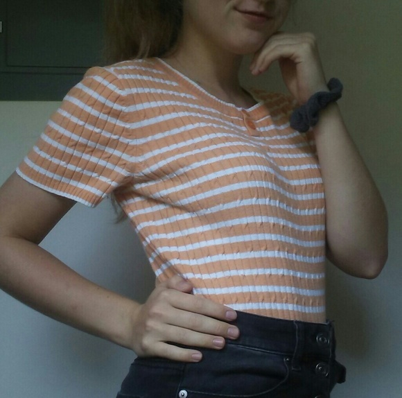 orange & white stripe top - Picture 3 of 4